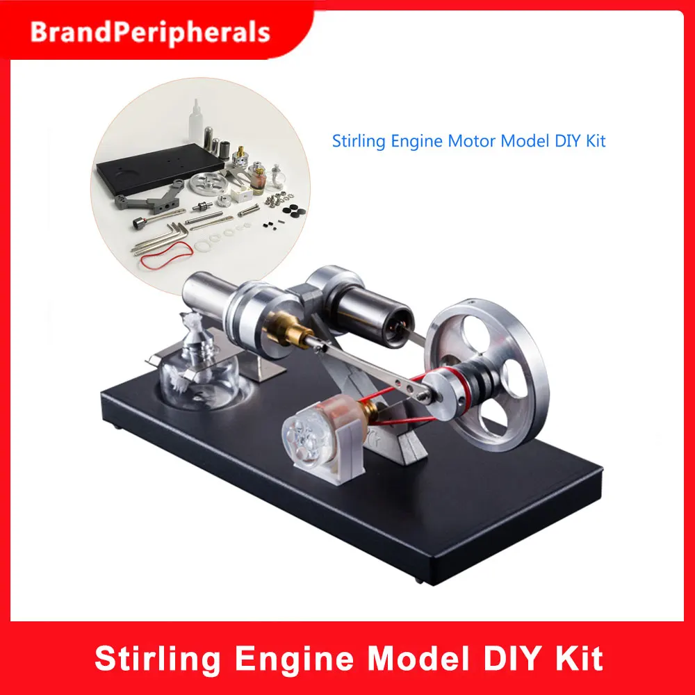 

DIY Hot Air Stirling Engine Motor Model DIY Kit with 4pcs Led Lights Electricity Generator Physics Educational Toy Creative Gift
