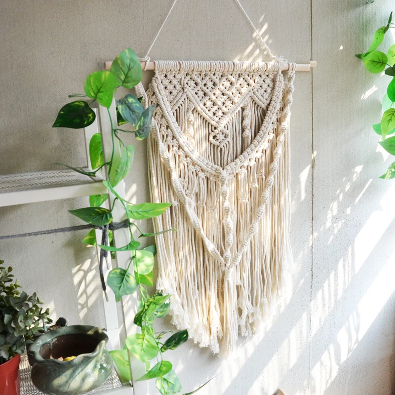 

Новый гобелен макраме с кисточками, подвесной гобелен желтого, бежевого цвета для дома, гостиной, богемный дом в стиле бохо, декор для спальн...