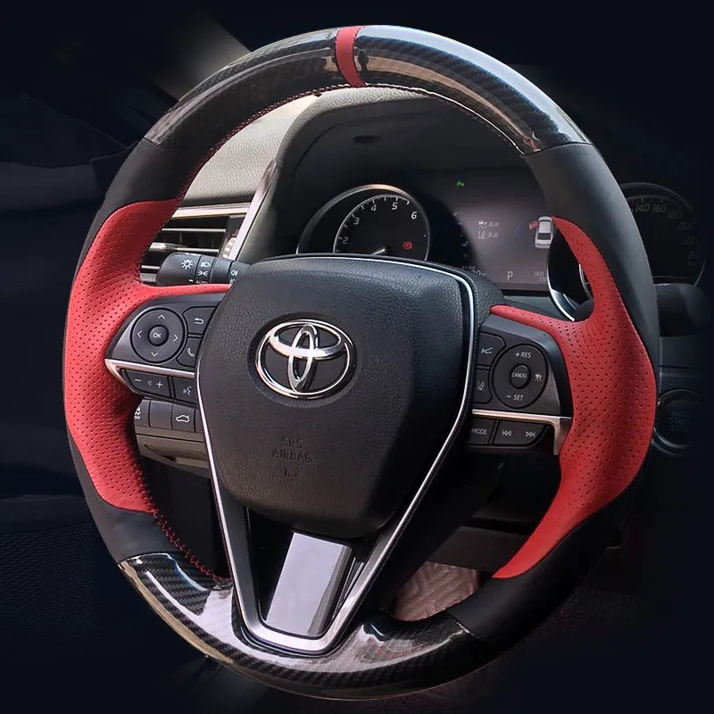 Чехол на руль для Toyota Highlander Corolla Camry RAV4 Levin MarkX avalon кожаный из углеродного волокна