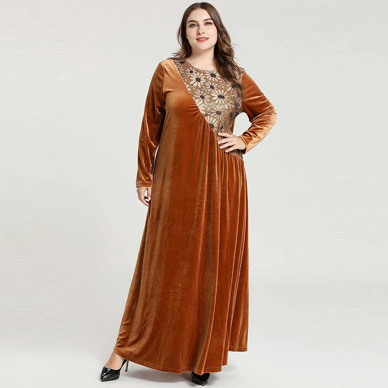 Платье на Ближнем Востоке арабское исламское жаккардовое с длинными рукавами