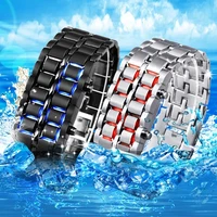 men sports watches men led digital watches lava iron samurai mens watches stainless steel band electronic watches reloj hombre