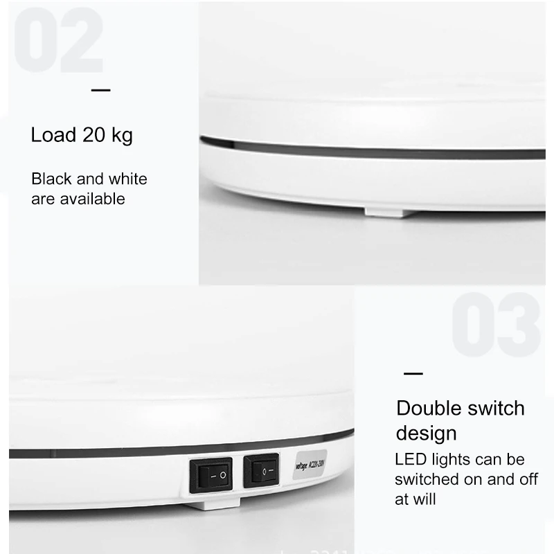 

Photo Studio 360 Degree Electric Rotating Led Light Max Load 10kg Turntable For Photography Accessory Electric Displaying Stand