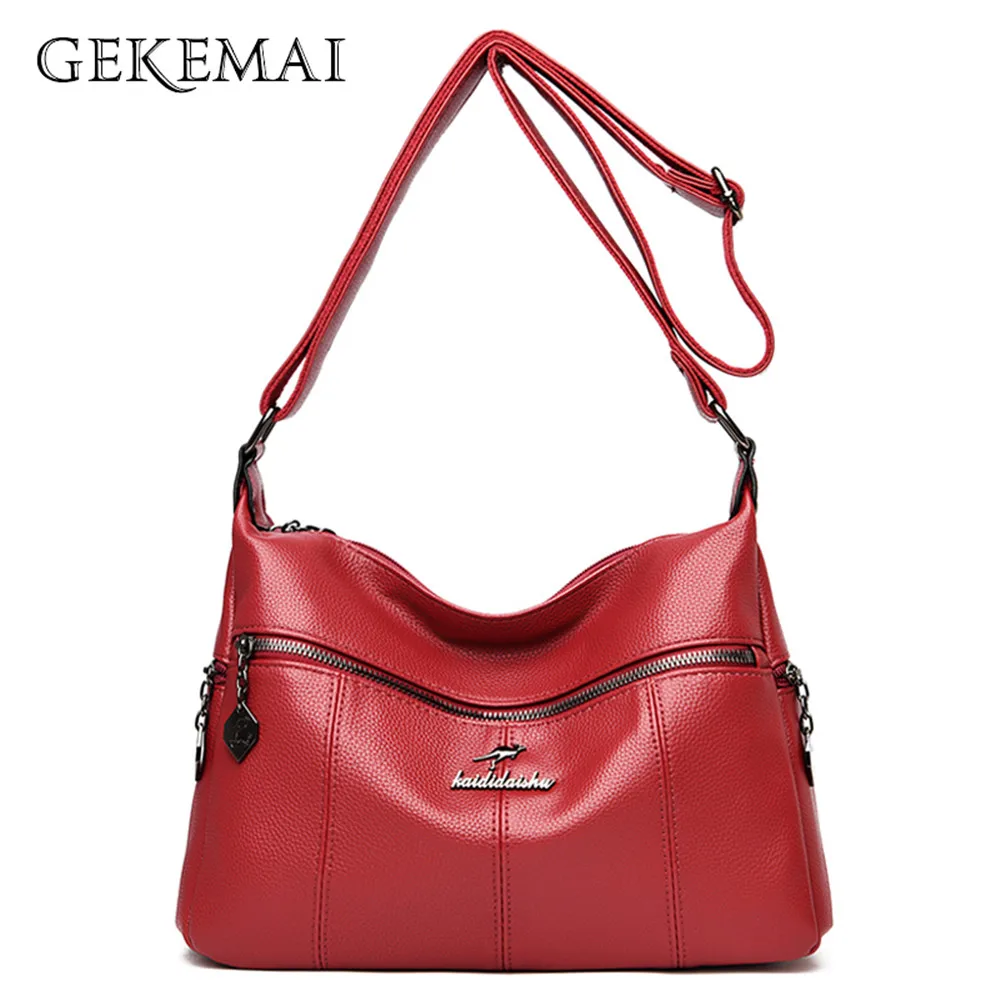 

Designer Luxury Solid Color Stripe Women Shoulder Bag Soft Leather Crossbody Bag Ladies Large Capacity Leisure Messenger Bag Sac