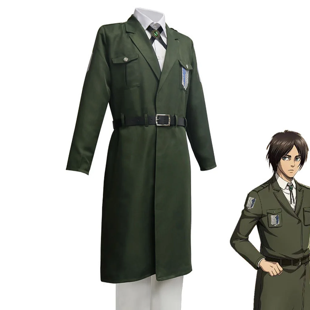 

Attack on Titan hingeki No Kyojin Survey Corps Cosplay Costume Uniform Outfits Trench Coat+Shirt+Pant Halloween Carnival Suit