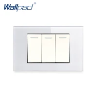 3 gang 2 way wall light switch wallpad luxury tempered glass panel rocker button 11875mm 16a ac 110 250v