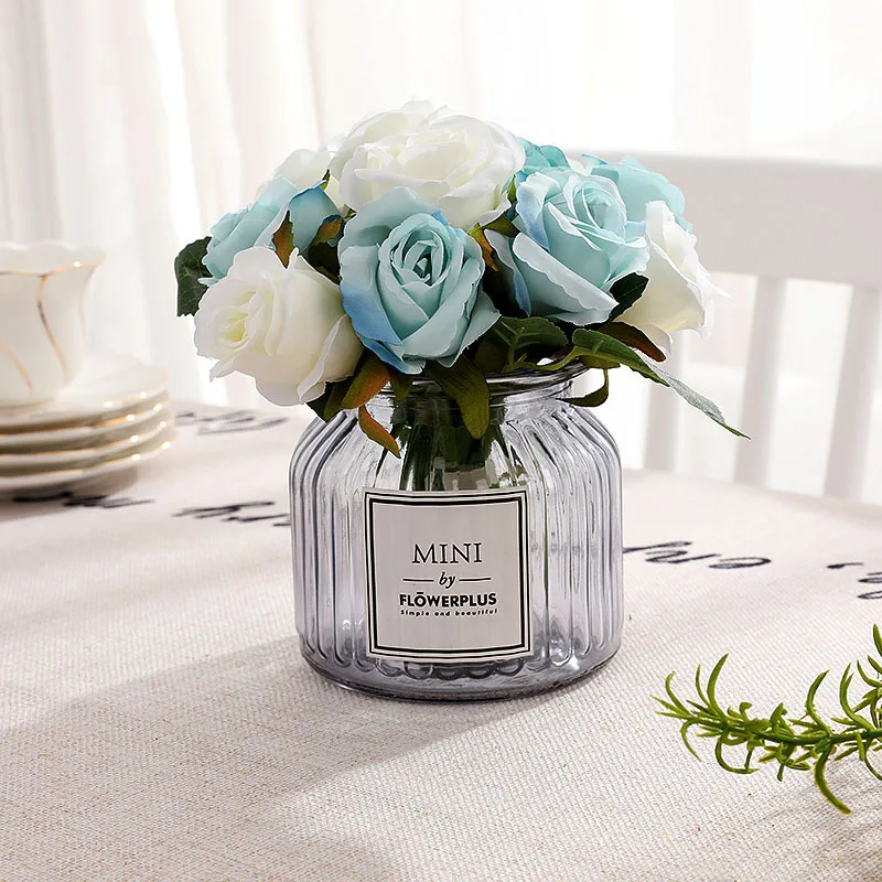 Имитация 12 маленьких роз высококачественные шелковые ткани искусственные цветы