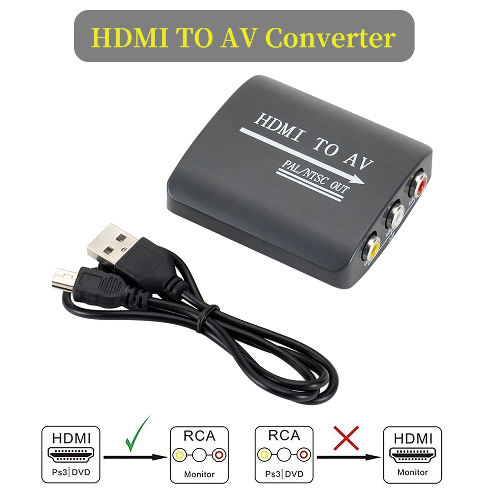 Преобразователь с HDMI на AV RCA HD преобразователь видео аудио адаптер PAL/NTSC