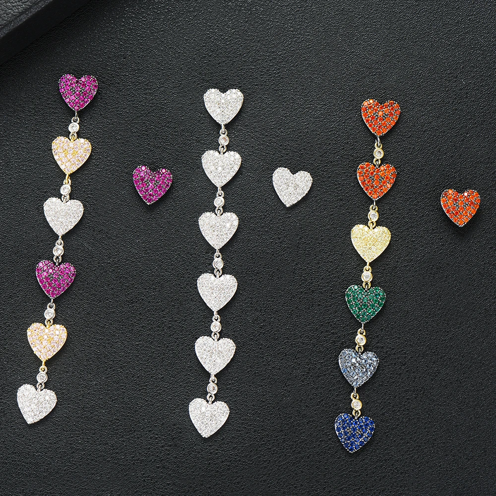 GODKI Trendy Korea Heart Charms Statement Earrings For Women Wedding Zircon Dubai Gold Jewelry aretes de mujer modernos 2020 | Украшения и