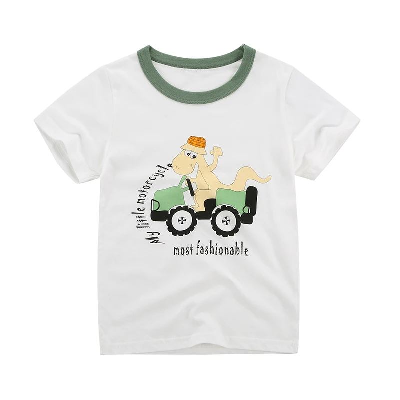 

Kids Boy T-Shirt Pure Cotton Sweat Undershirt Children Summer Short Sleeve Tees Cartoon Dinosaur Printed Tops Boys T-Shirts