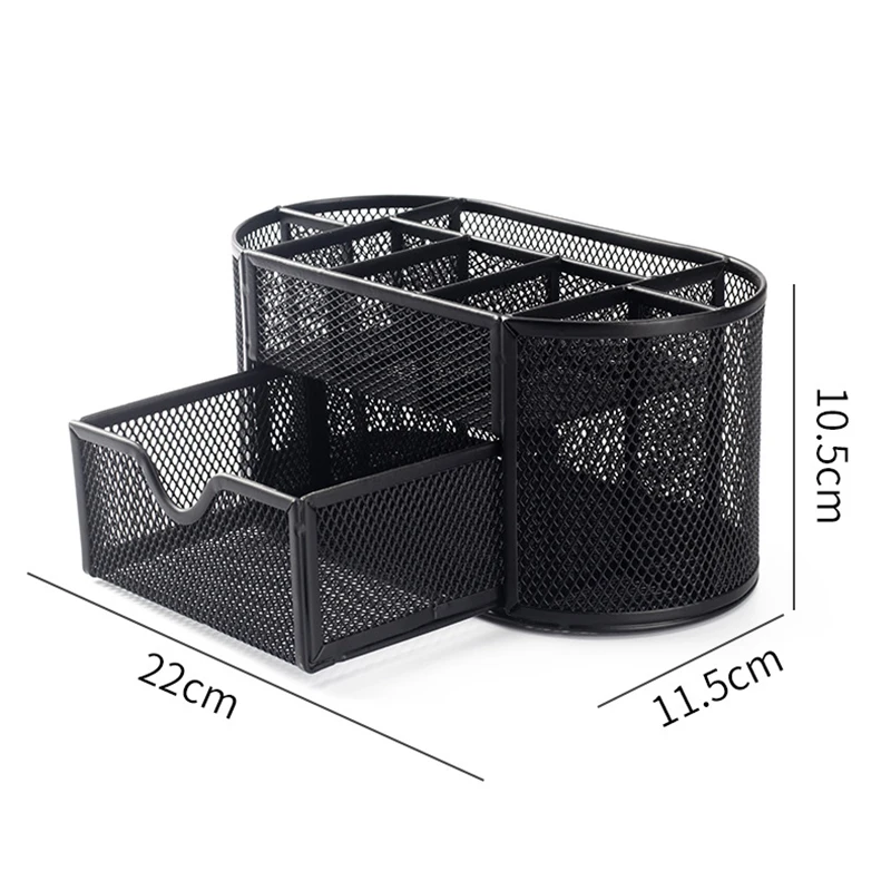 

Pen Holders Desk Organizer Stationery Office Supplies Pen Holder Multi-Functional Mesh Desk Organization Storage with 1 Drawer