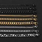 Простые 3-7 мм из нержавеющей стали кубинские звенья цепи ожерелья для мужчин ювелирные изделия золотой черный серебряный цвет Майами Снаряженная Цепь KN197KB217