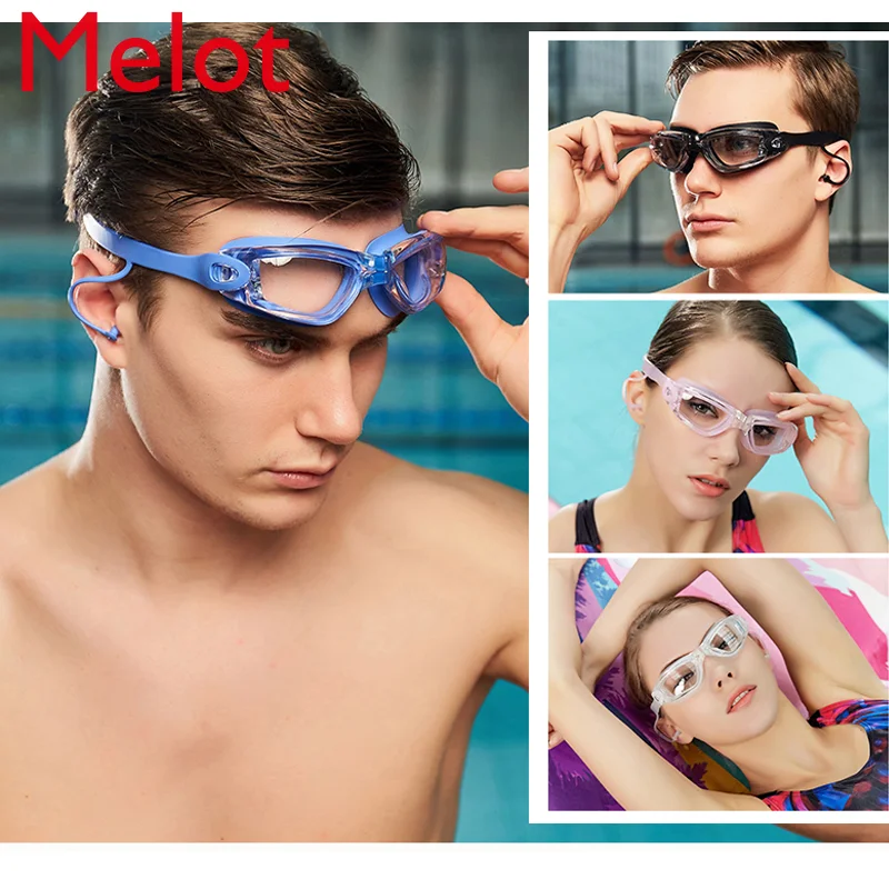 

Swimming Goggles Myopia HD Anti-Fog Waterproof Electroplating Large Men and Women Swimming Cap Plain Swimming Glasses Equipment