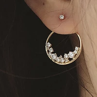 rhinestone big circle hoop earrings modern smooth round earring girl europe style earrings plated jewelry woman