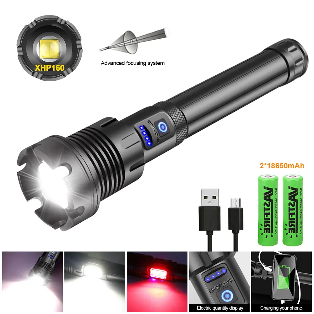 Портативный XHP160 + COB светодиодный красный и белый светильник вспышки USB