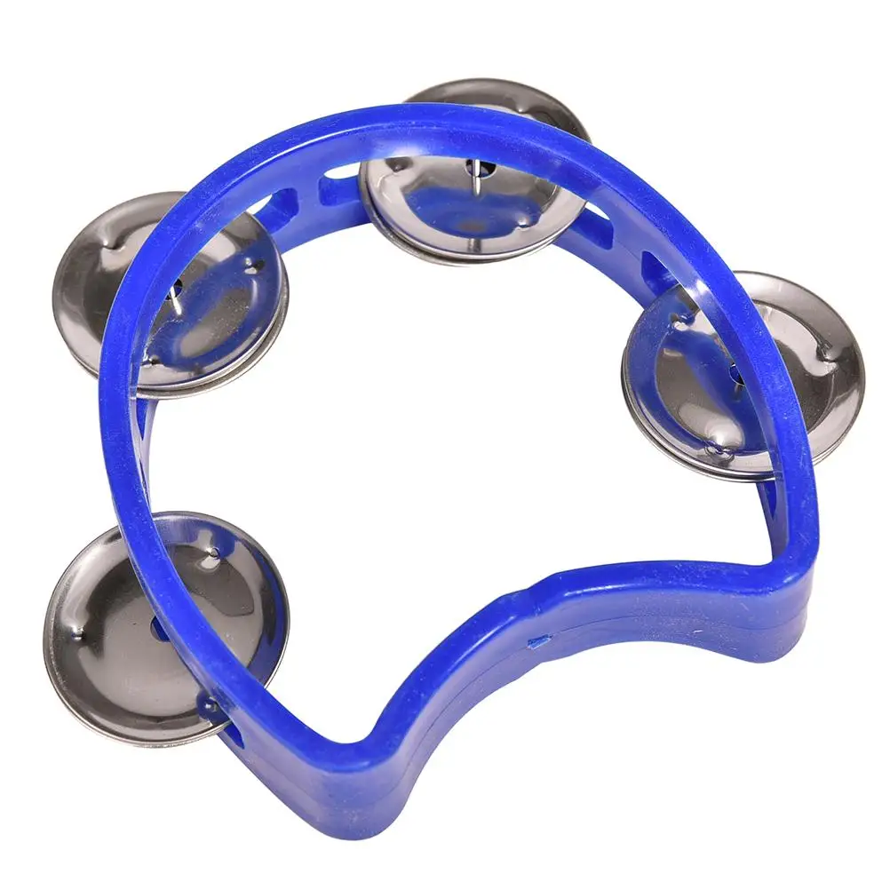 

1Pc Tambourine Hand Held With Double Row Metal Jingles Percussion Church Band Color Random Dia 10cm