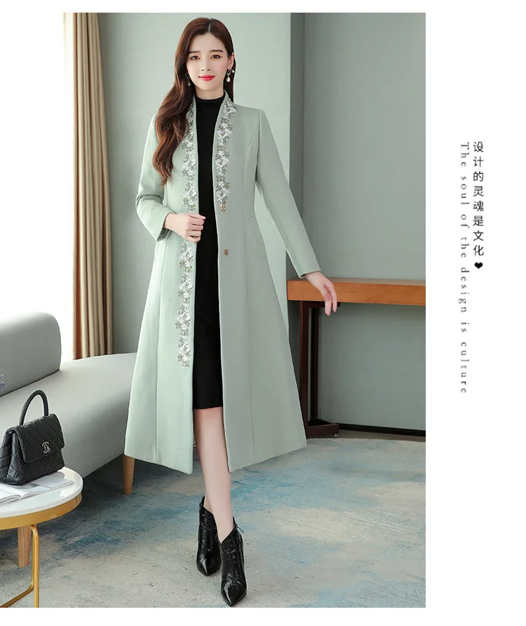Женское осеннее и зимнее пальто китайский cheongsam ретро китайский стиль Hanfu улучшенное плотное шерстяное кружевное пальто