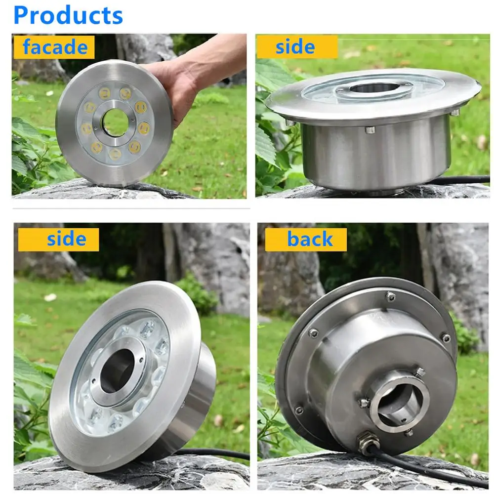 304 нержавеющая сталь светодиодный фонтан лампа IP68 Плаза 12V 24V Плавательный