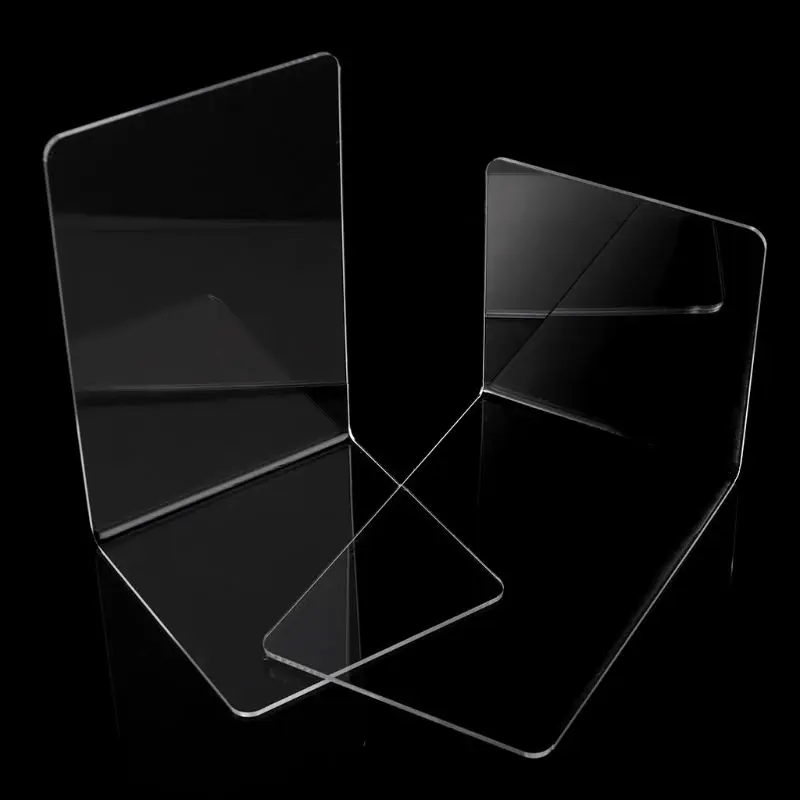 

2021 New 2Pcs Clear Acrylic Bookends L-shaped Desk Organizer Desktop Book Holder School Stationery Office Supplies