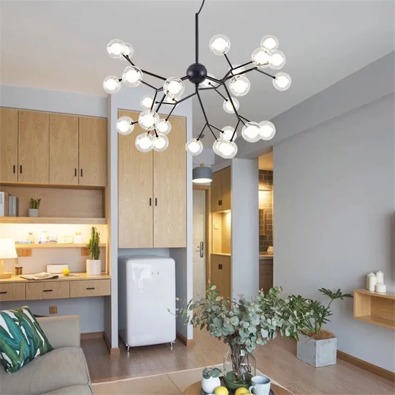 Northern Europe Living Room Pendant Post Modern Firefly Lamp Master Bedroom Glass ball Restaurant Clothing Store Magic Bean | Лампы и