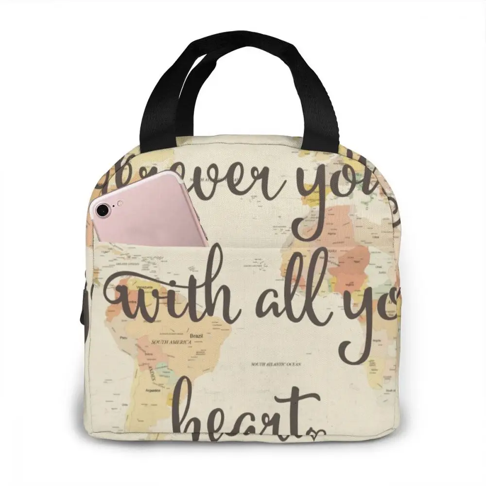 

Карта старого мира с вдохновляющими цитатами, охлаждающий Ланч-бокс, переносная изолированная сумка для ланча, термопакеты для пикника