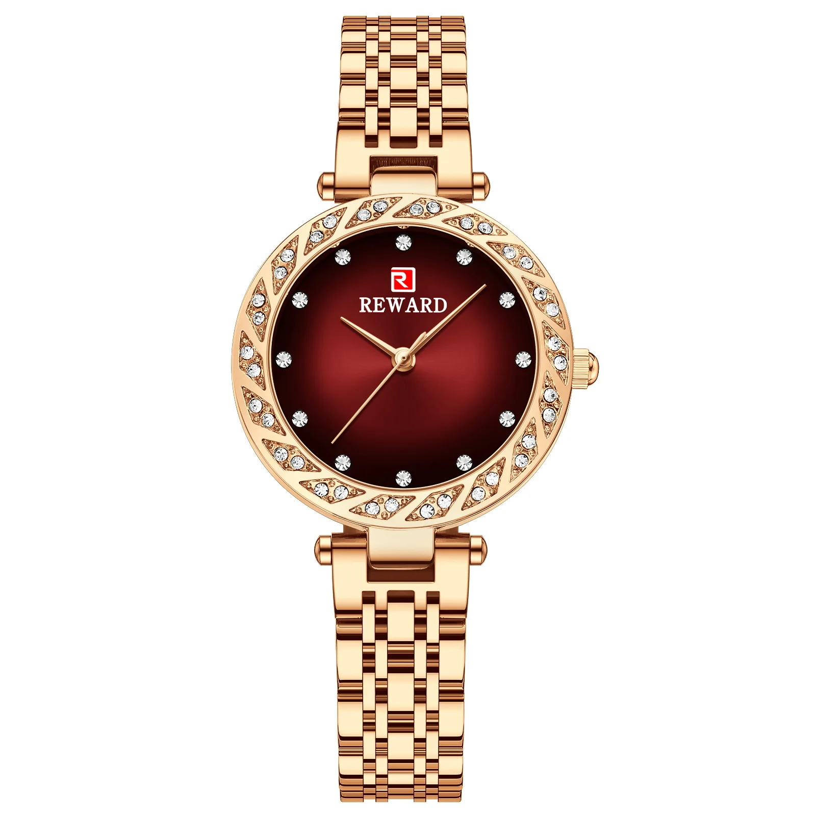 Gold Crystal Luxury Watch Woman Gradient Dial Stainless Steel Watch Band Waterproof Las Mujeres Relojes De Cuarzo Trendy Watches enlarge