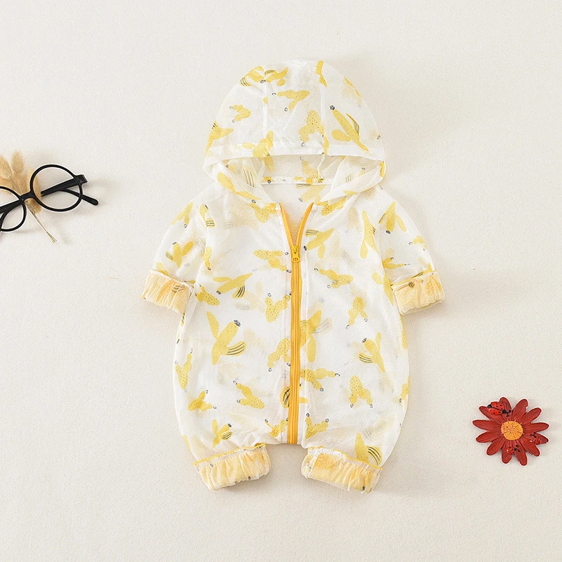 Хлопковый комбинезон с длинными рукавами и принтом кактуса для новорожденных