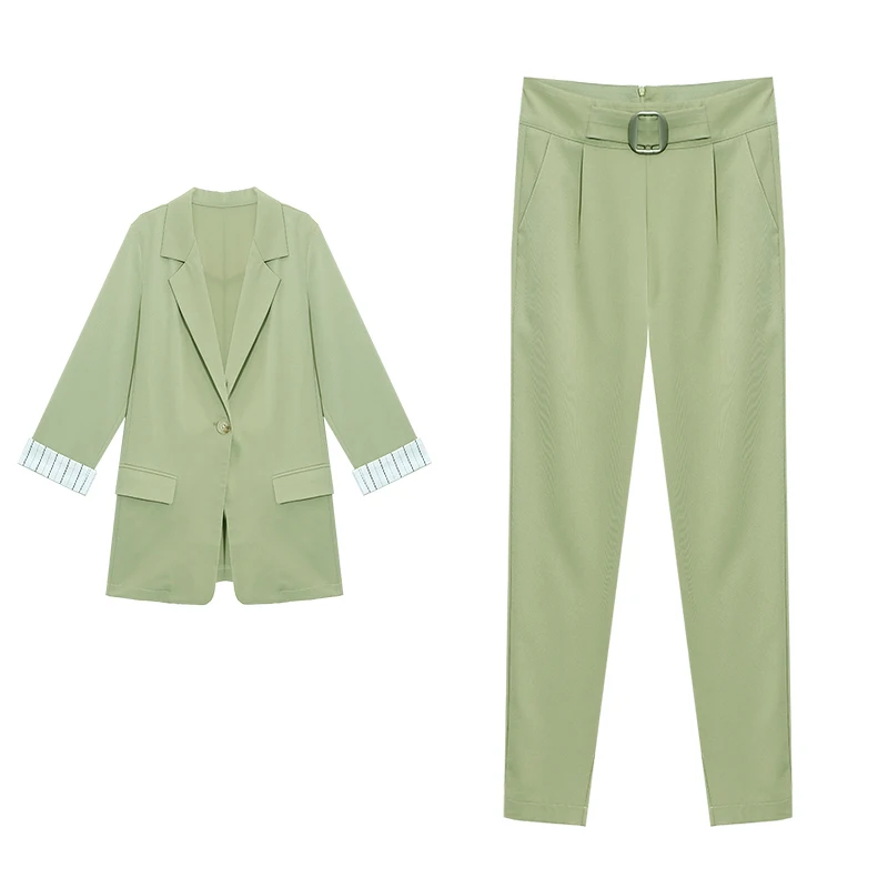 Женский комплект из блейзера весенне осенний женский пиджак и длинные брюки