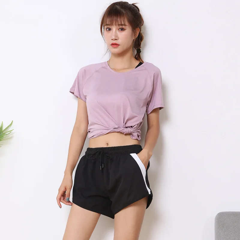 

Plus Size Sport Shirts Women Yoga Top Mesh Spliced Fitness Gym T-shirt Short Sleeve Quick Dry O-Neck Workout Top Running Clothes