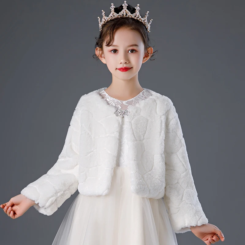 Детская Свадебная куртка принцессы накидка и шали для девочек с цветочным узором