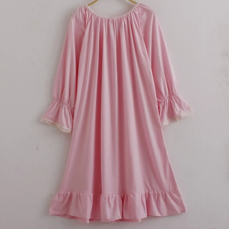 Осенняя Корейская ночная рубашка из чесаного хлопка милая свободная большого