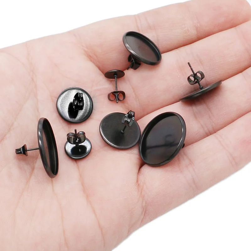 20 шт. черное пустое основание с покрытием из нержавеющей стали кабошон основа