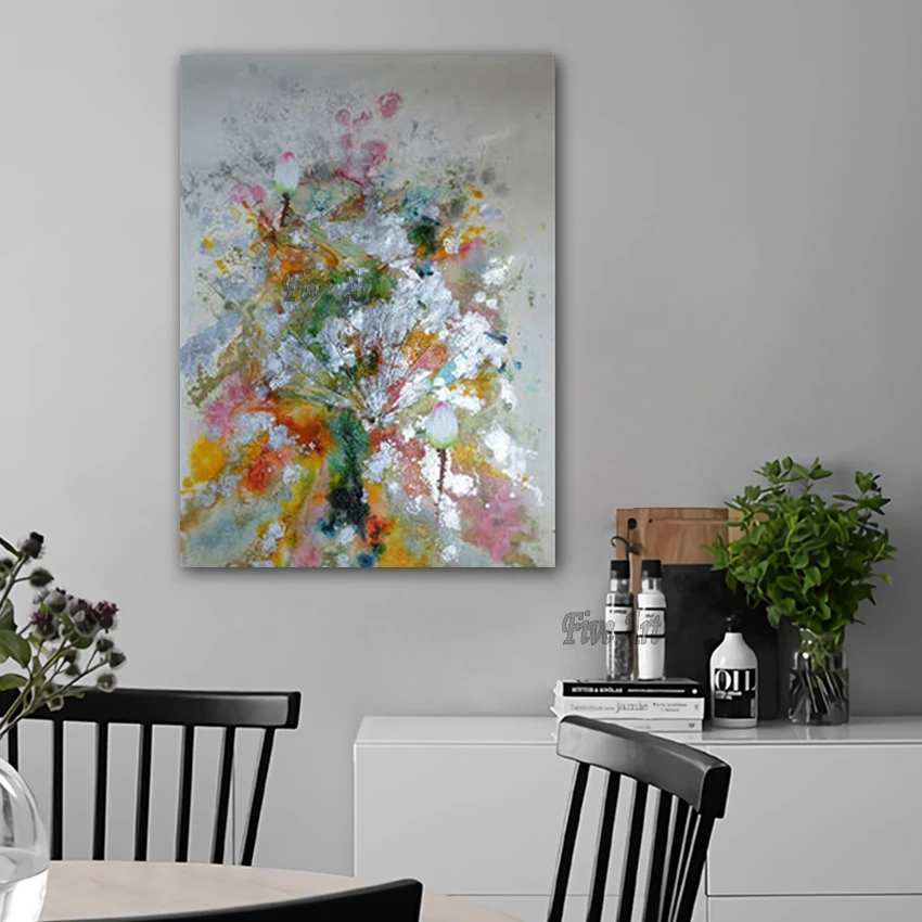 

Hand painted Modern gold canvas Oil Paintings wall painting Flowers Oil Painting art picture Living Room home Decoration