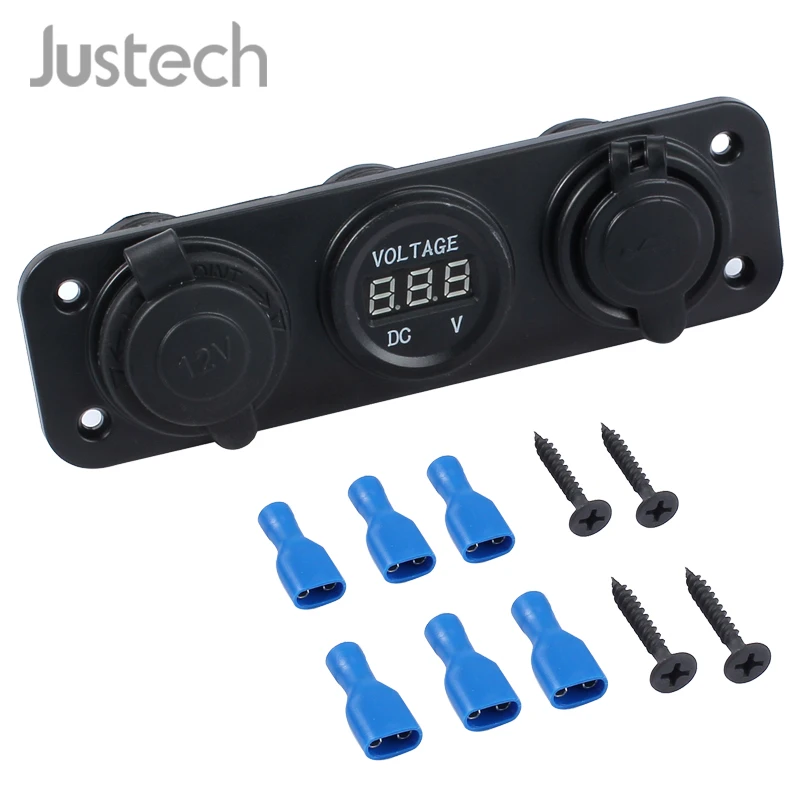 Jutech LED вольтметр 12 В розетка панель с прикуривателем двойной USB зарядное