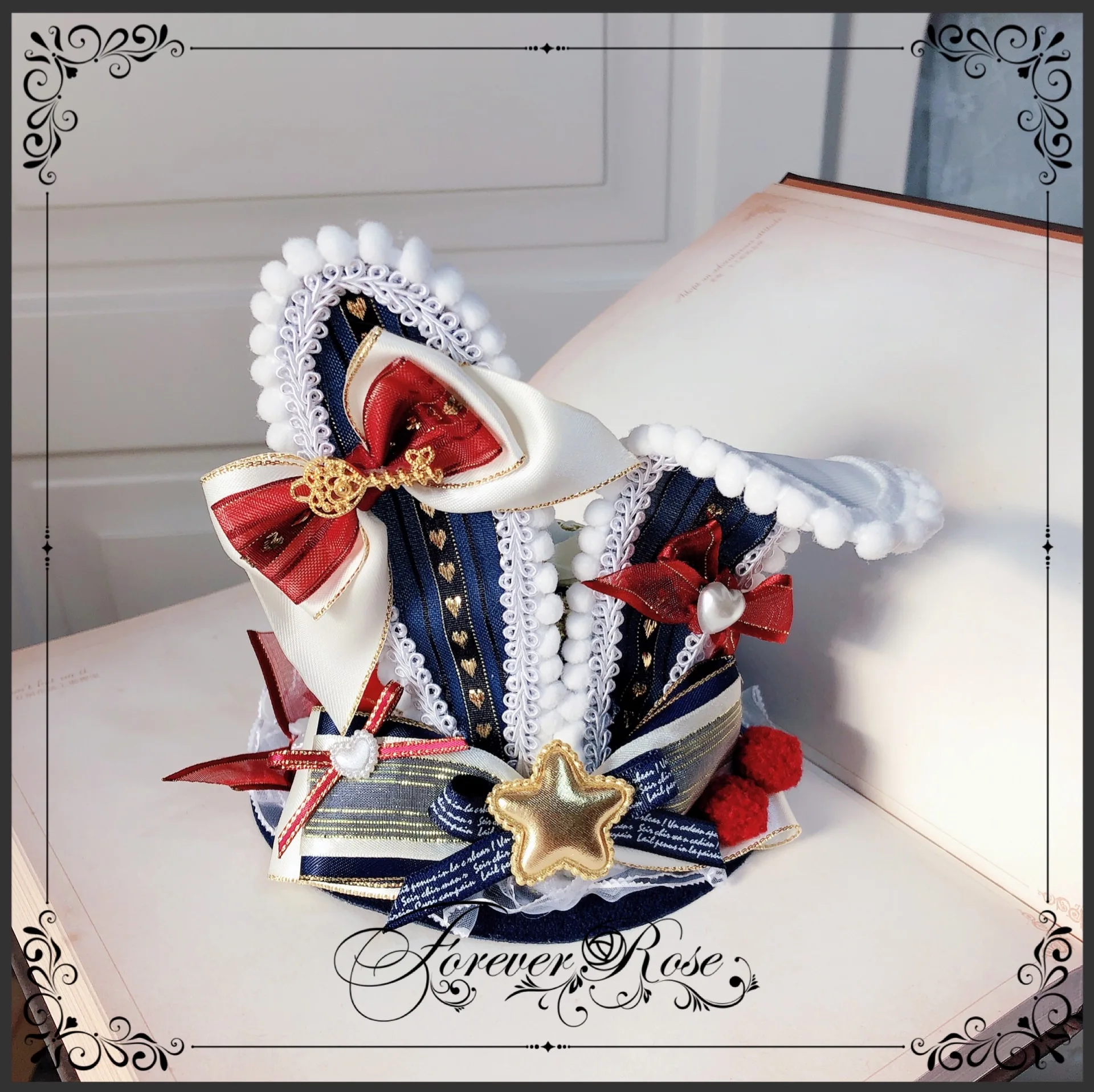 Оригинальный ручной работы GanSe шапка с заячьими ушами цирк Лолита аксессуары для