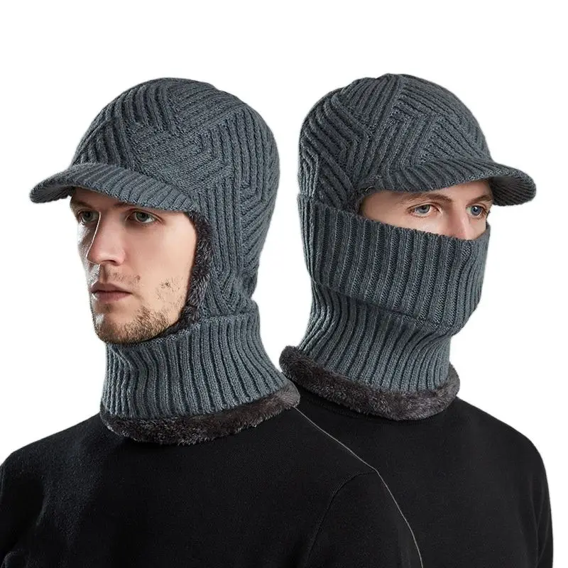 

Winter Short Brim Men's Hat Knitted Hat Fashion All-match Casual Wool Hat Plus Velvet Ear Protection Warm Cap