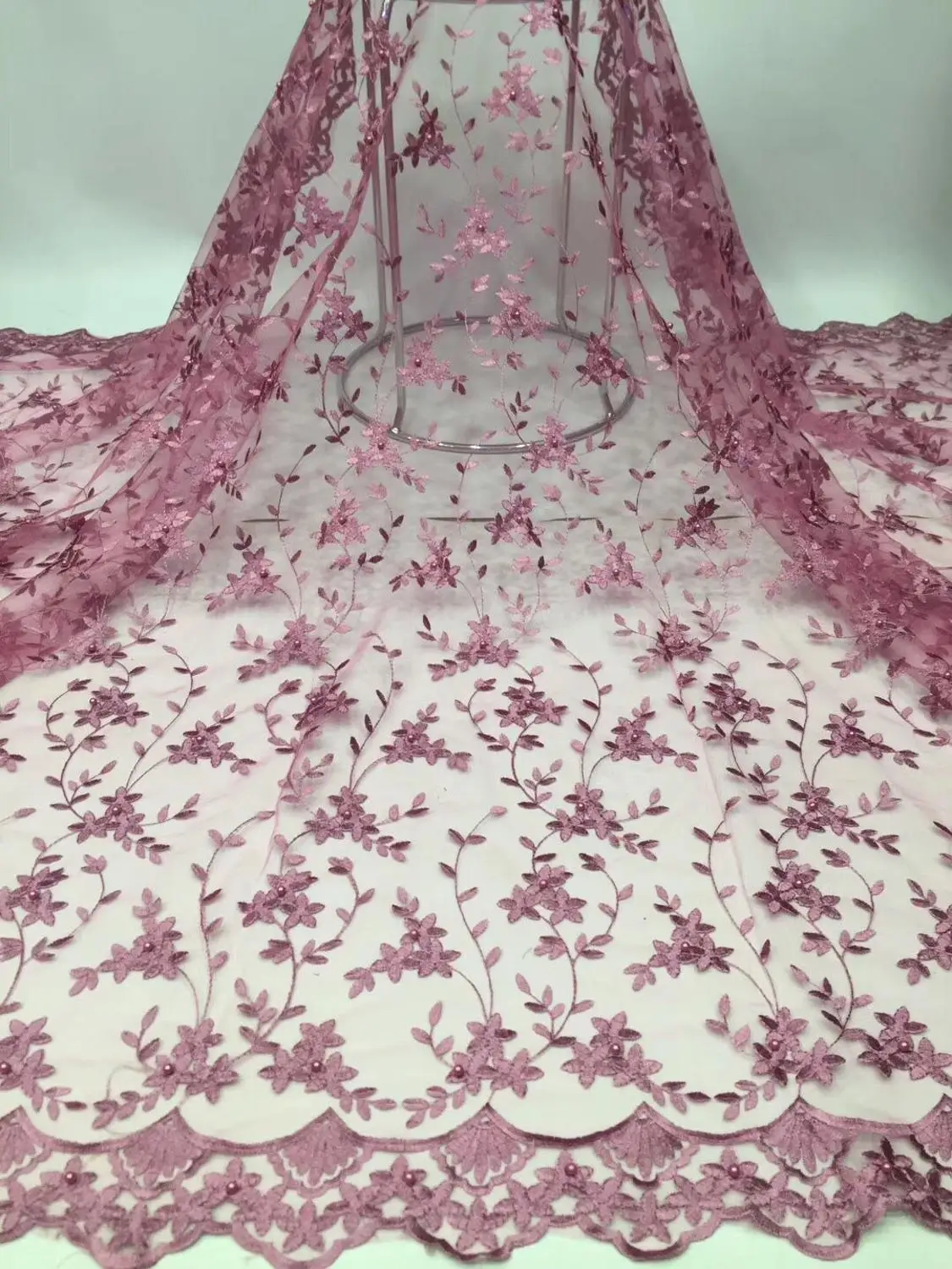 Африканская красная французская кружевная ткань с бусинами 2019 африканская