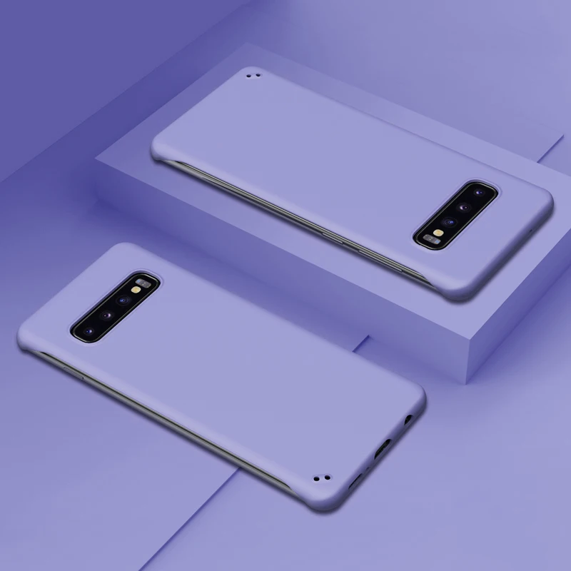 Тонкий Жесткий ПК Безрамное чехол для телефона для samsung Galaxy S9 S10 плюс S10e Примечание 10+ A10 A20 A30 A40 A50 A70 A7 A750 резиновый матовый чехол - Цвет: Фиолетовый
