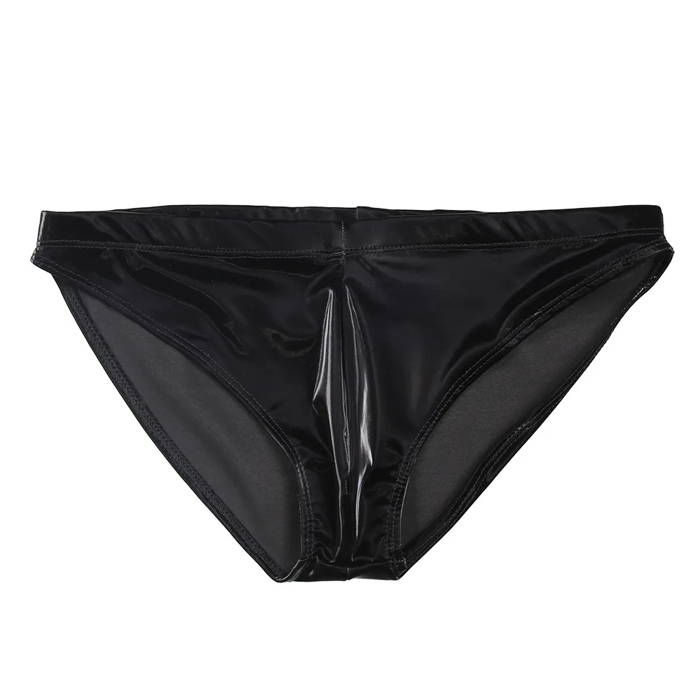 

Новое поступление, мужские черные сексуальные u-выпуклые Трусы из искусственной кожи, нижнее белье