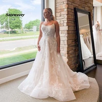 modest a line plus size wedding dresses spaghetti straps garden vestido de noiva custom made appliques plus size bridal dresses