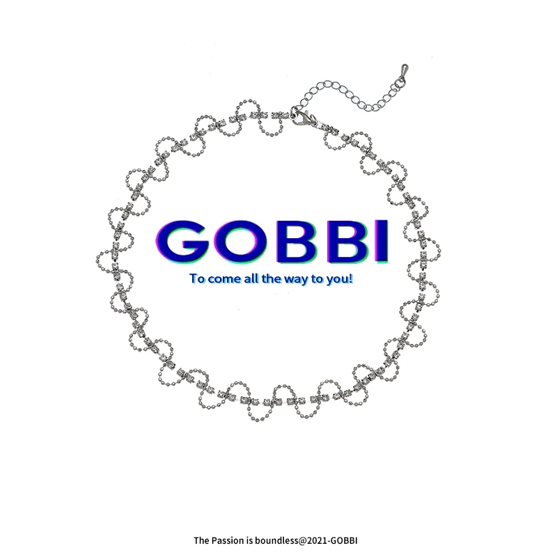 

GOBBI Fashion Glamour Lace Rhinestone Woman Necklace Necklace Gothic Retro Adjustable Clavicle Chain 2021 Women's Costume Jewelr