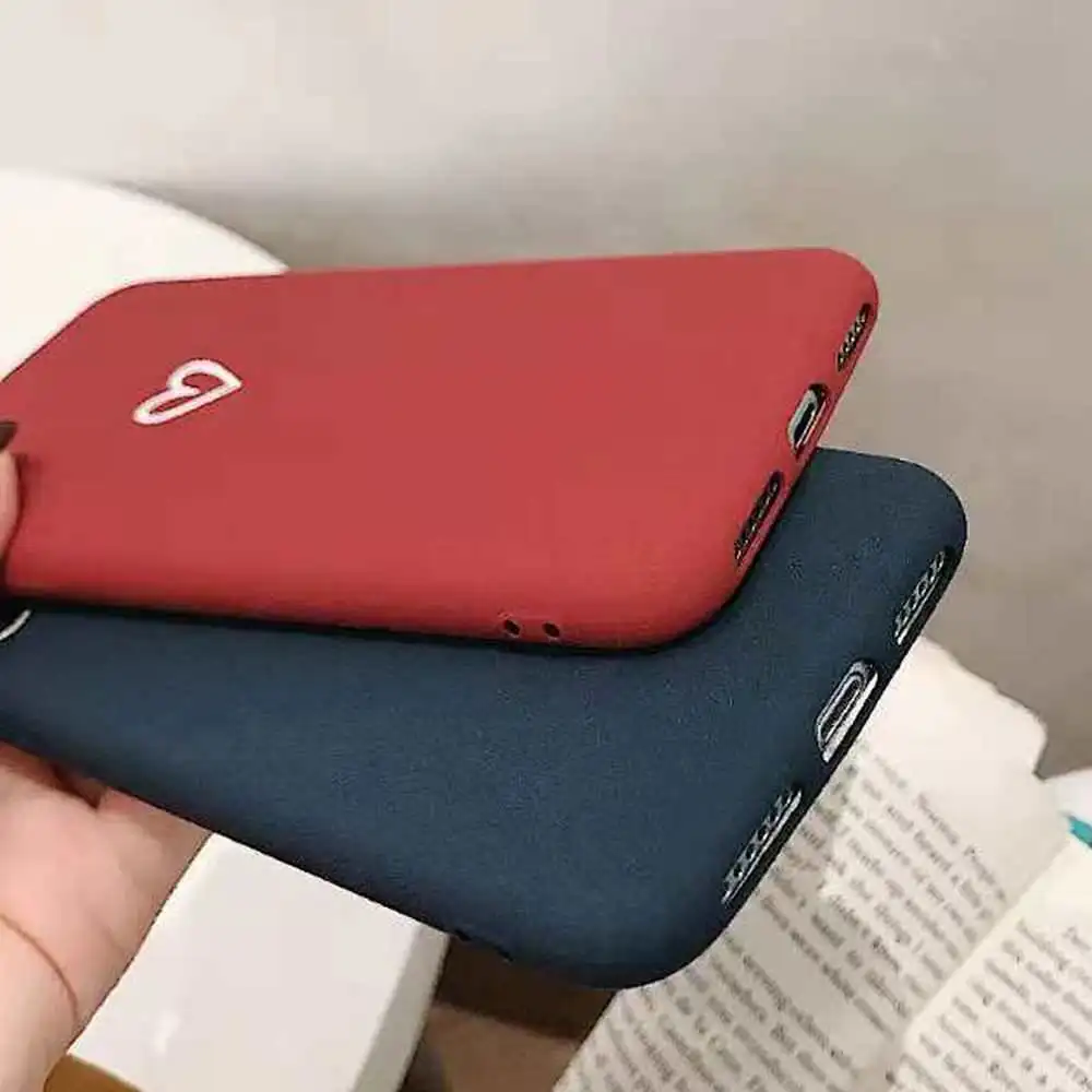 LCHULLE матовые милые чехлы с сердечками для IPhone XR XS MAX X Ультра тонкие мягкие ТПУ