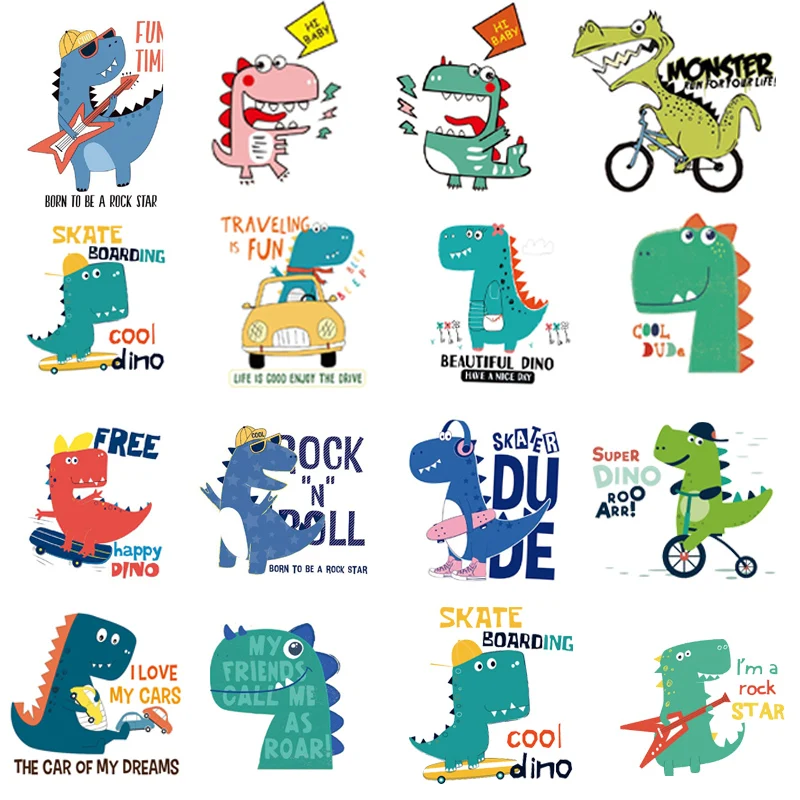 Термотрансферная нашивка с динозавром для детской одежды глажки Мультяшные