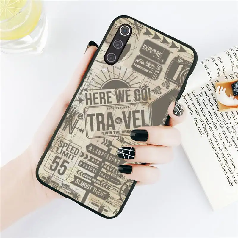 

World Map travel aircraft Phone Cases For Xiaomi Redmi note 7 8 9 t k30 max3 9 s 10 pro lite Luxury brand shell funda coque