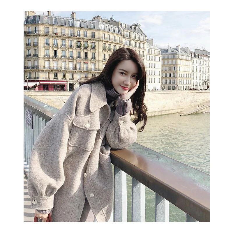 Женское шерстяное пальто средней длины Осень-зима 2019 | Женская одежда