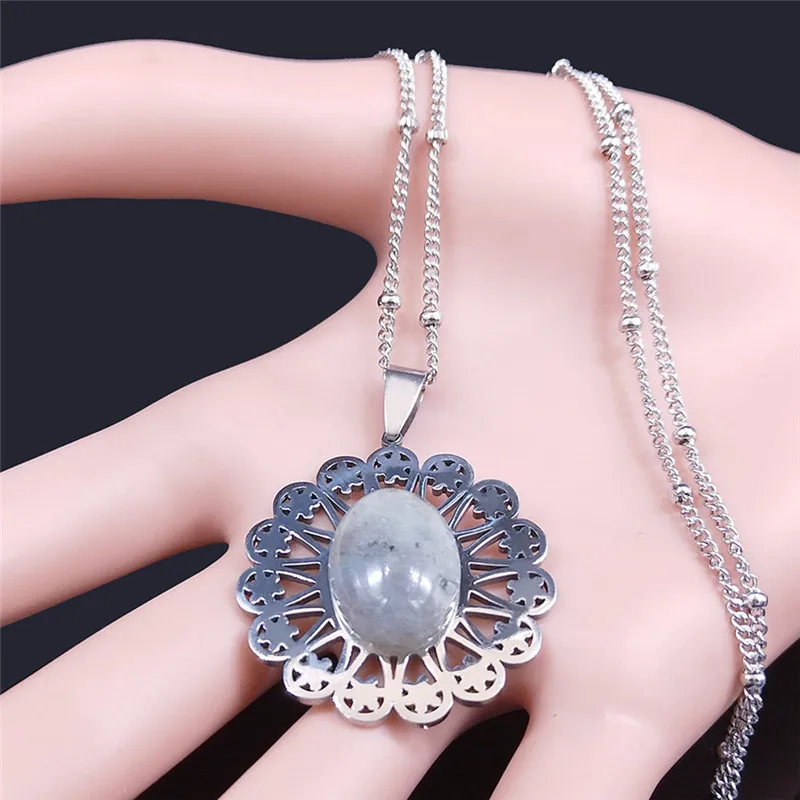 Цветок жизни из нержавеющей стали флэш камень шарма ожерелья для женщин