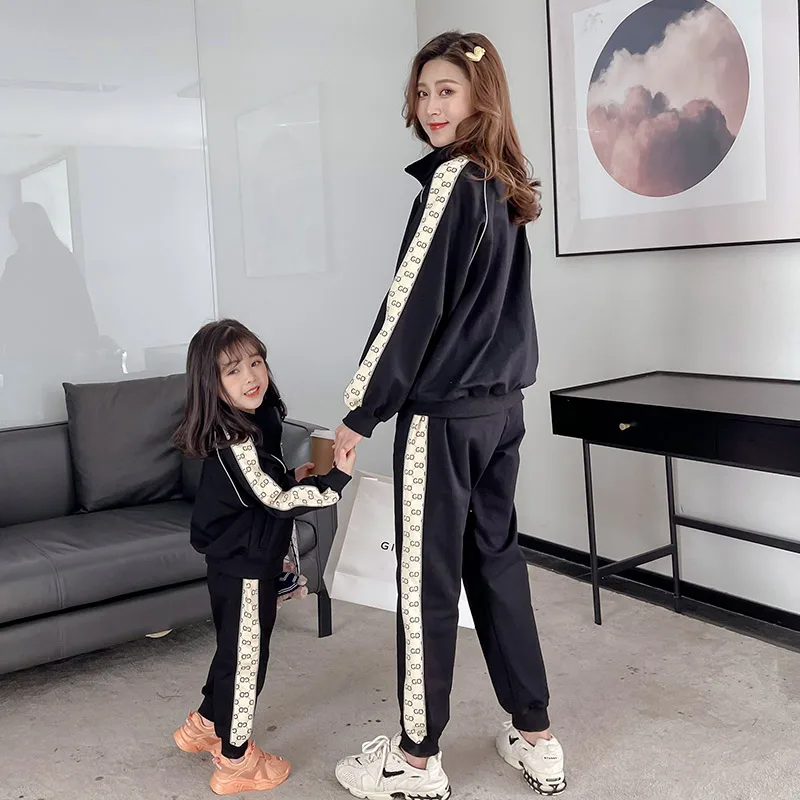 Origin Design Family Matching Clothes Suit Mommy and Me Sports Set Patchworked Coat and Pants 2PCS Set New Spring Family Clothes enlarge