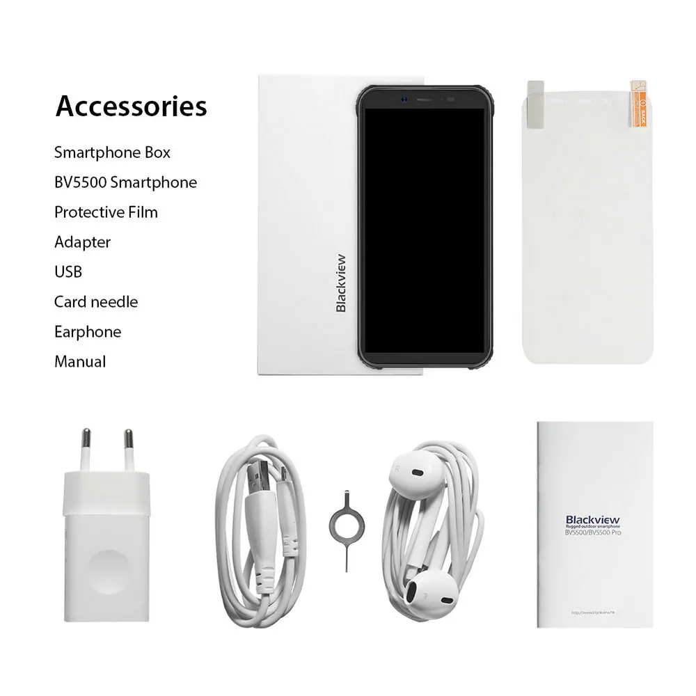Blackview BV5500 5," IP68 Водонепроницаемый прочный смартфон 18:9 Экран 2 GB+ 16 GB Android 8,1 4400 mAh Dual SIM мобильный телефон