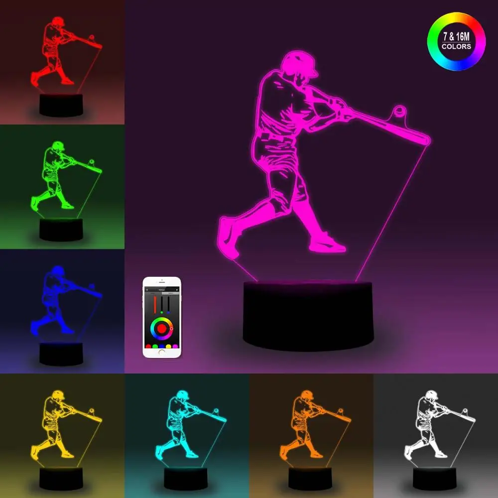 NiteApps 3D бейсбольная игра ночник настольная Иллюзия украшение лампа подарок на