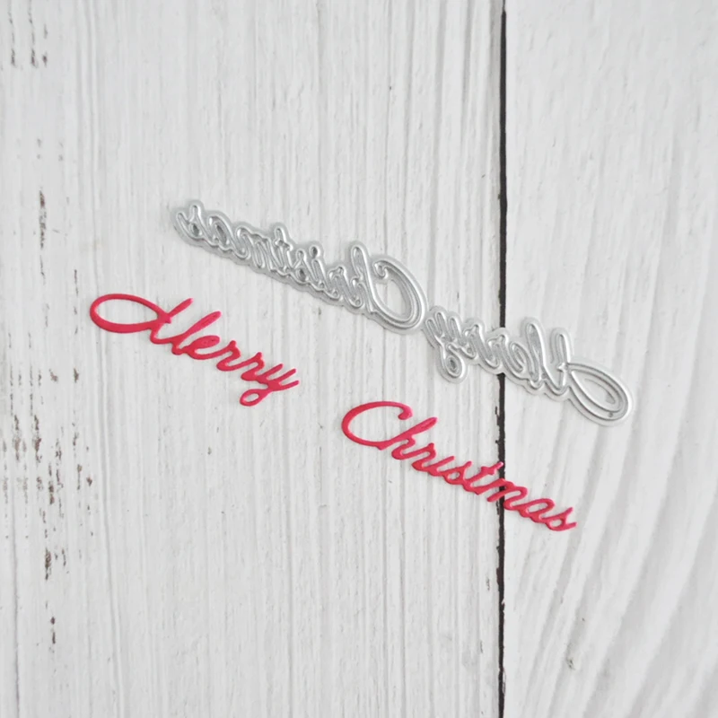 Happymems Счастливого Рождества вырезанные штампы для слов фотоальбом картина