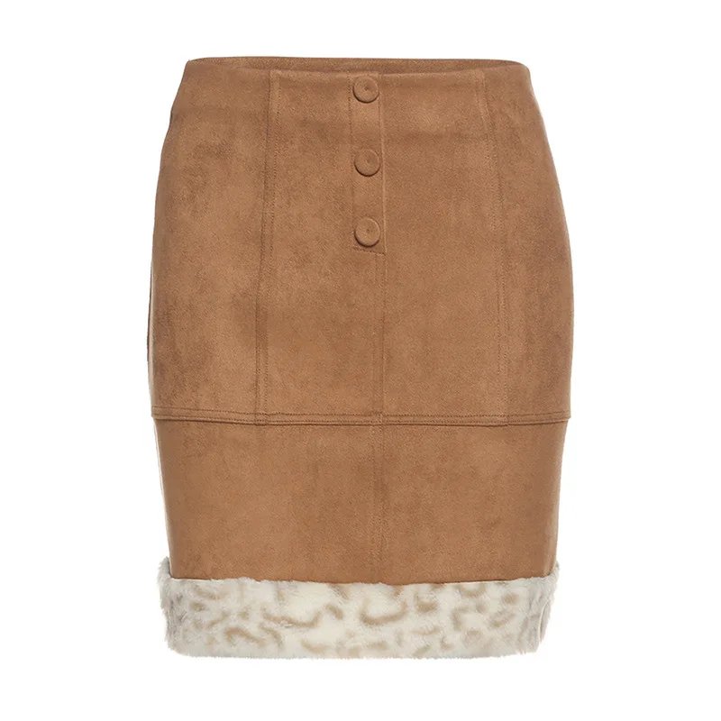

Autumn/Winter A-line Skirt Stitching Rabbit Fur Leopard Print Sexy Wild High Waist Hip Skirt Extreme Sexy Mini Micro Skirt